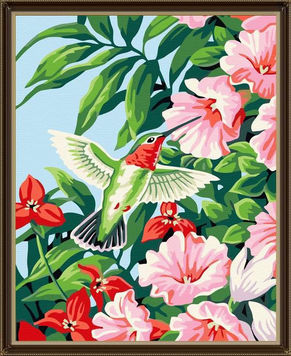 Колибри - птицы, азия, восток, цветы - оригинал