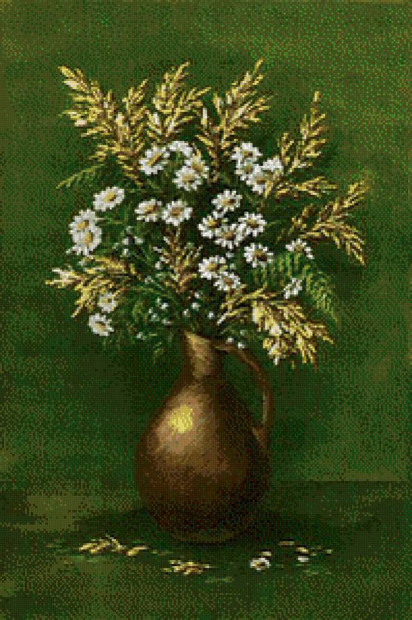 Полевые цветы - цветы, ромашки, натюрморт - предпросмотр