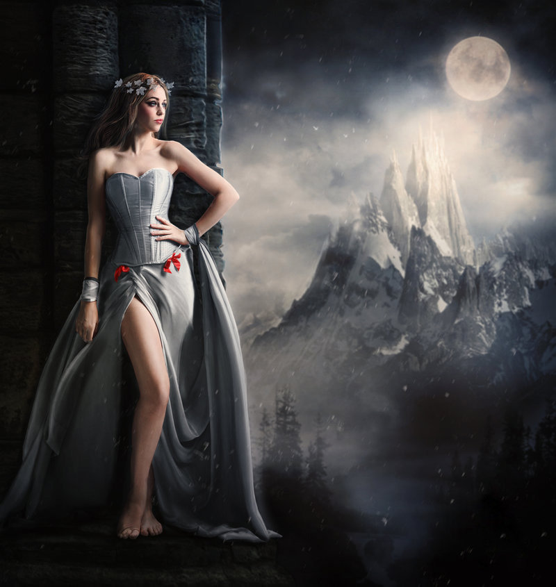 полнолуние - луна, девушка - оригинал