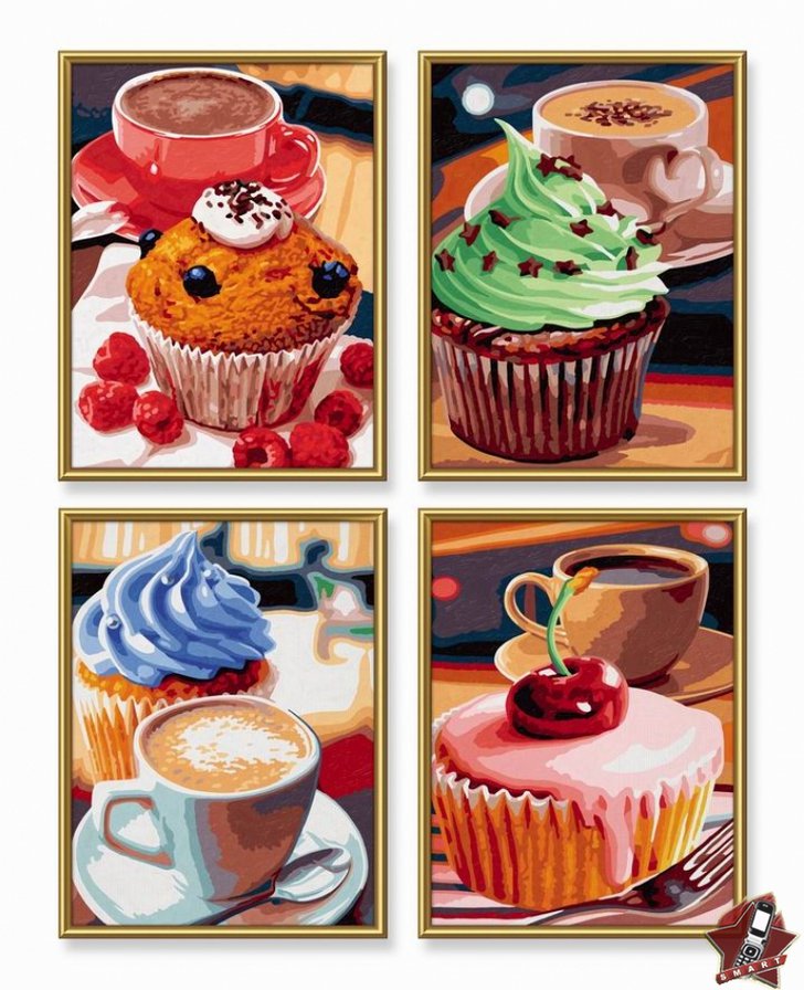 Полиптих"Кексы" - десерт, натюрморт, для кухни - оригинал