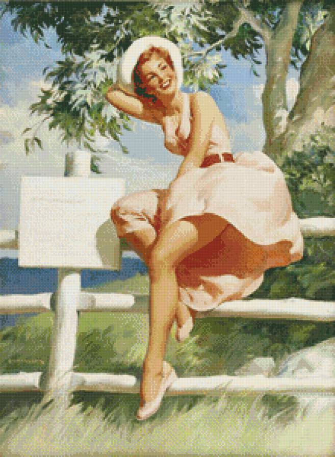 ретро девушка - девушка, привал, ретро - предпросмотр