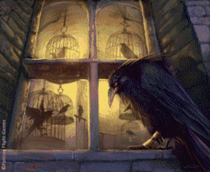 Ворона стучит в окно. Сказочный ворон. Ворона фэнтези. Ворон арты. Вороны фэнтези.