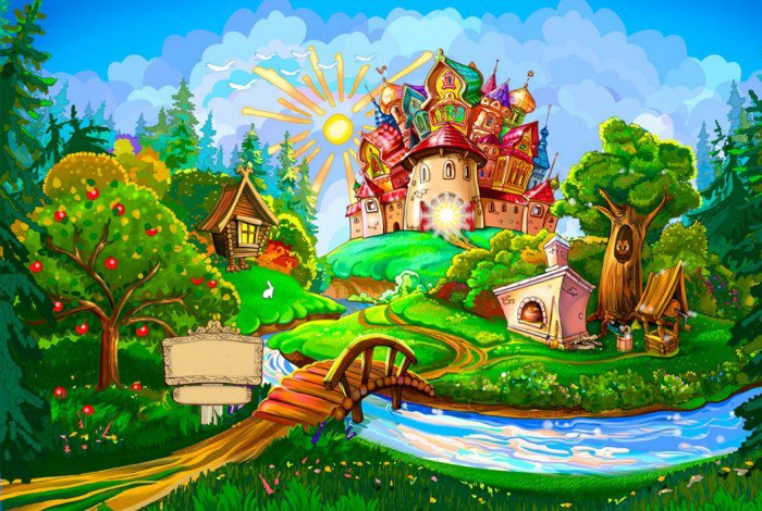 Сказочный домик - детское, мультик, домик, дом, цветы, деревья, сказка, детям, природа - оригинал