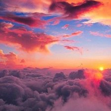 закат над облаками