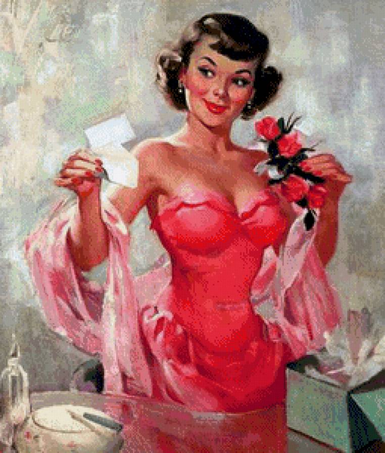 тайный поклонник - письмо, ретро, букет, цветы, красавица, девушка - предпросмотр