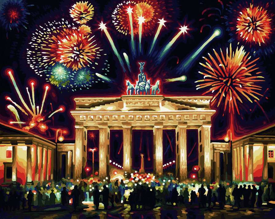 Праздничный фейерверк - пейзаж, ночной город, фейерверк - оригинал