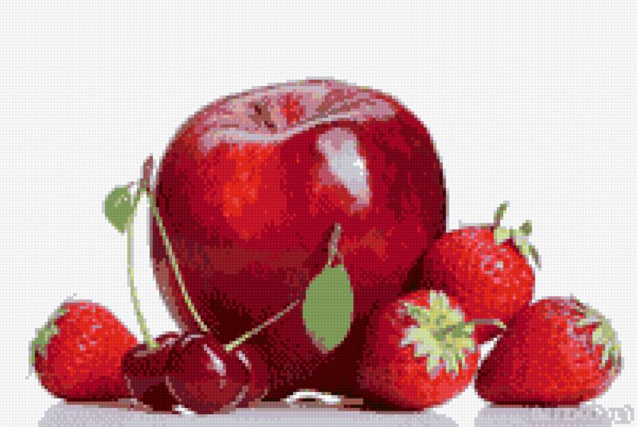 фрукты - натюрморт, кухня, вишни, клубника, яблоко, фрукты - предпросмотр