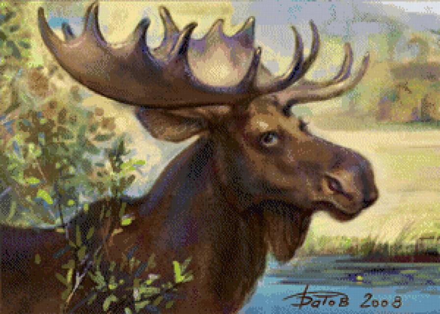 лось - живопись, животные, лось - предпросмотр