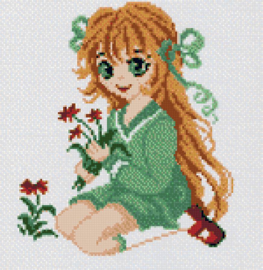 Девочка - цветы, дети - предпросмотр