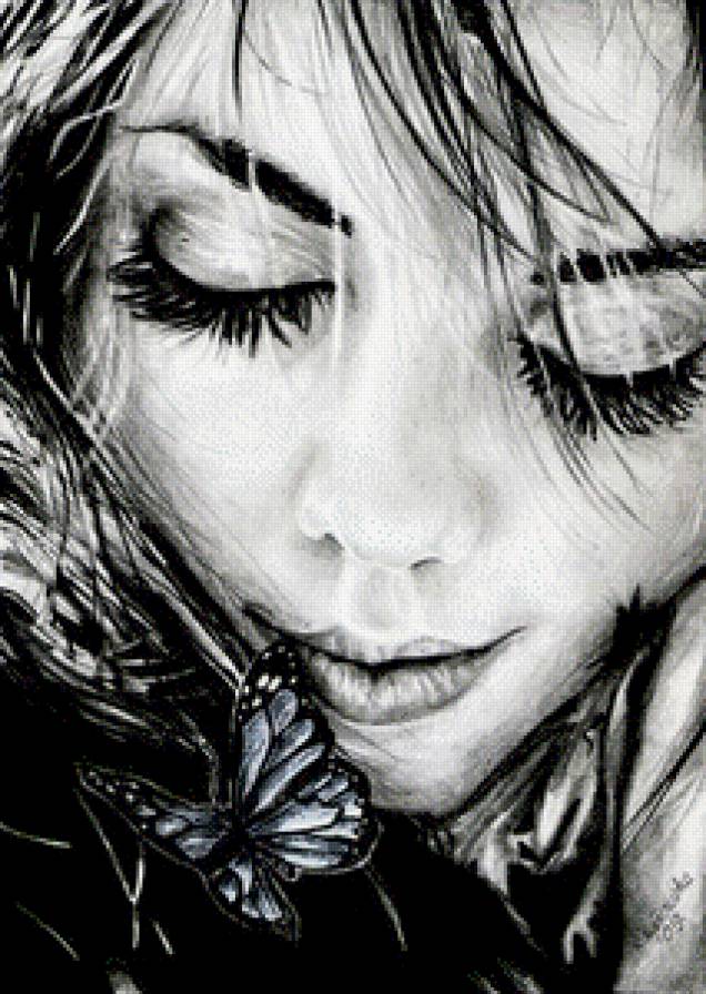 девушка с бабочкой - женский образ, женщина, девушка с бабочкой - предпросмотр