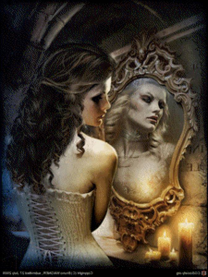 Гадание - девушка, отражение - предпросмотр