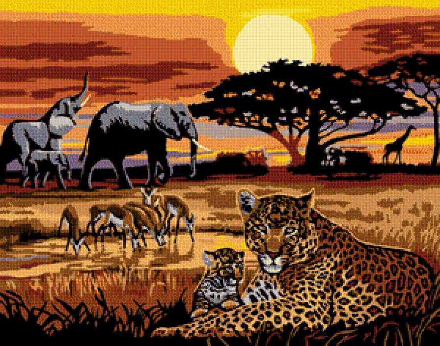 Саванна - животные, африка, пейзаж - предпросмотр