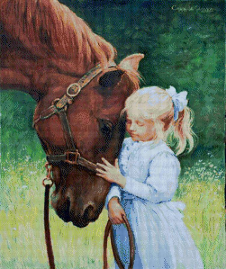 Лошадь и ребенок - природа, девочка - предпросмотр