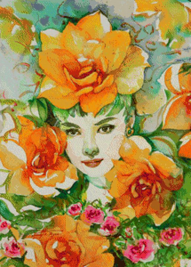 девушка в цветах - портрет, цветы, девушка - предпросмотр