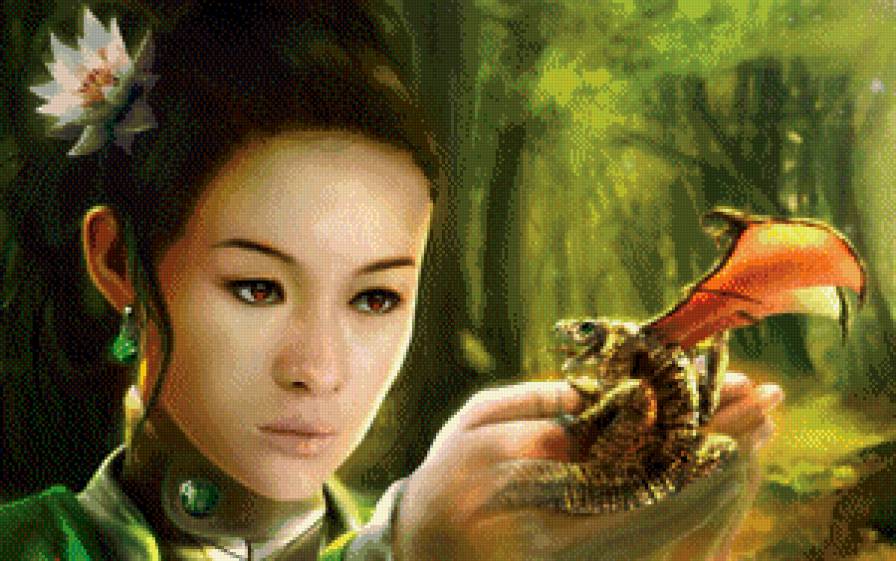 девушка и дракон - девушка, дракон - предпросмотр