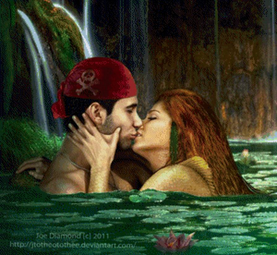 поцелуй с русалкой - любовь, русалка, поцелуй - предпросмотр