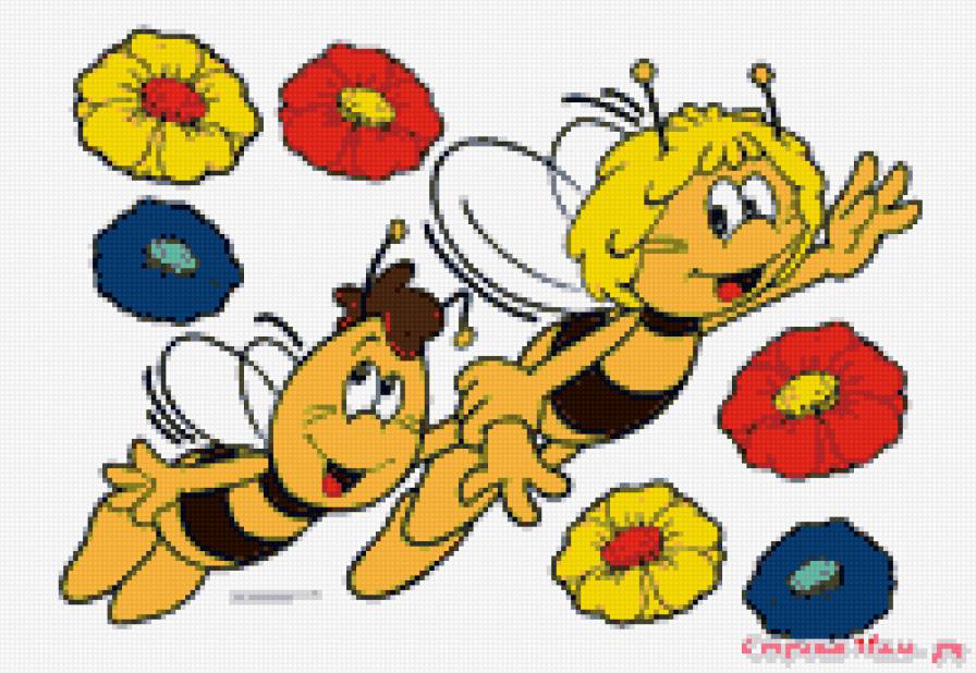 Полет - цветы, мультфильм, пчела майя - предпросмотр