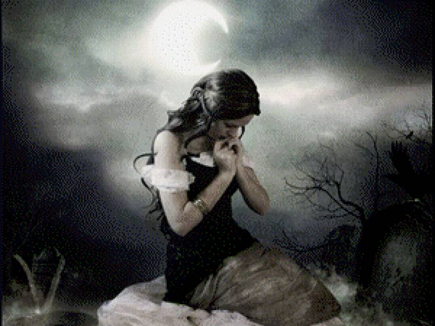 Полная луна - готика, девушка - предпросмотр