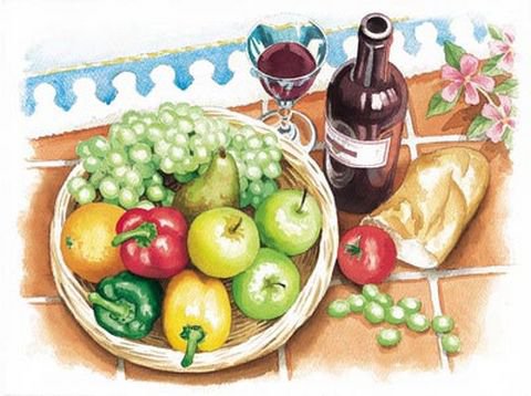 Натюрморт - натюрморт, фрукты, бокал вина, вино - оригинал