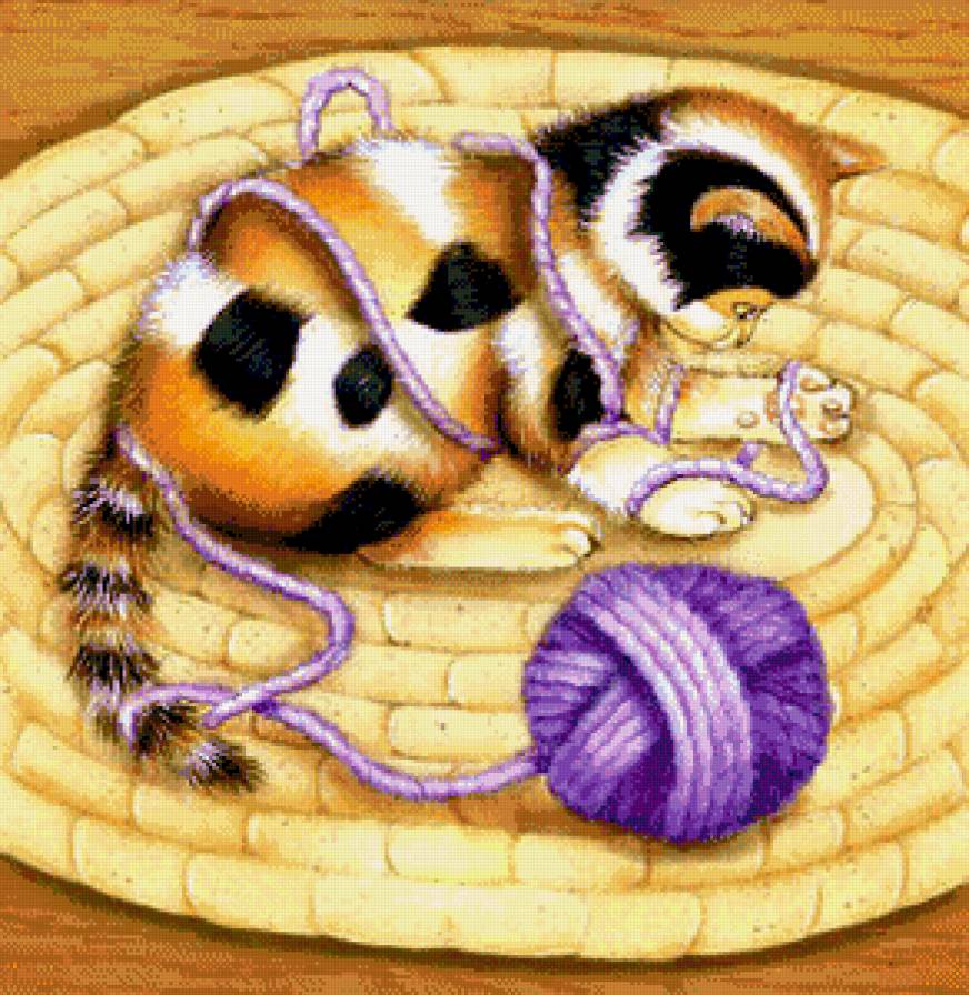 заигрался - клубок ниток, котики - предпросмотр