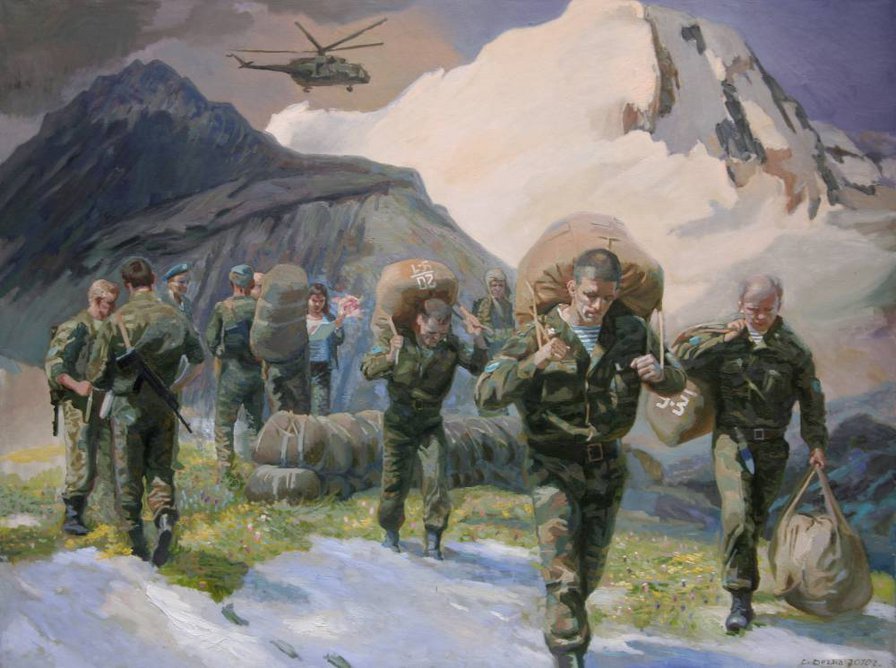 боевое задание - солдаты, бойцы, природа, задание, люди, горы, вертолет - оригинал