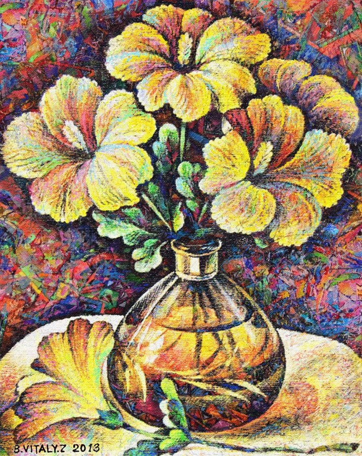 116 - натюрморт, цветы, ваза, букет - оригинал