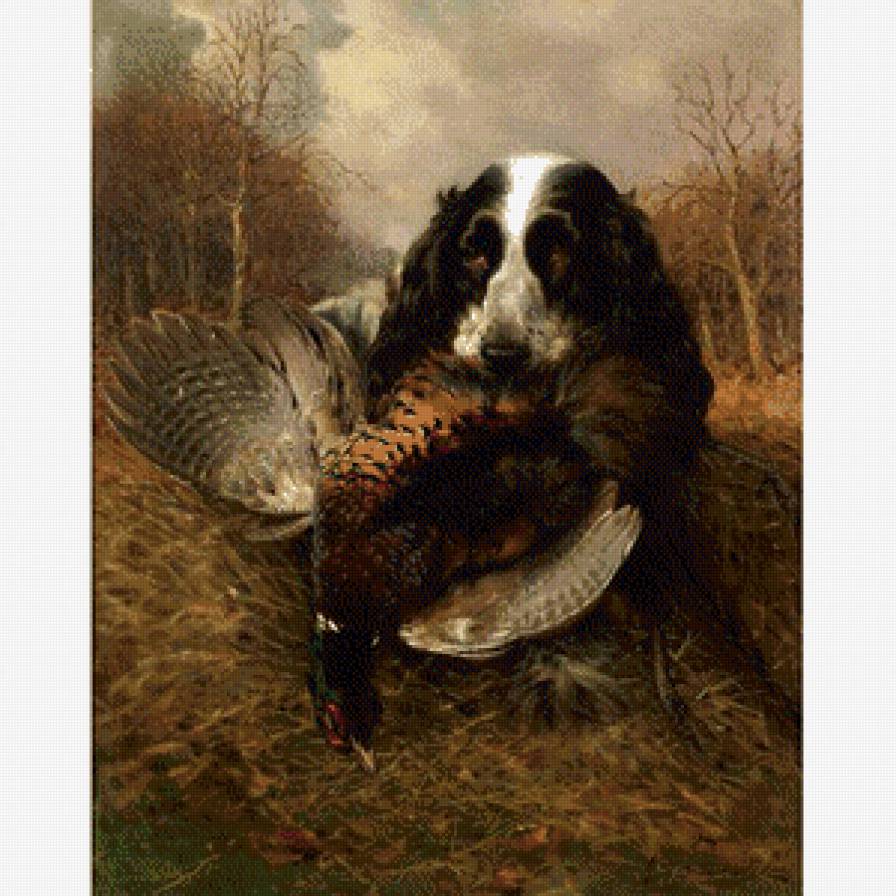 Спаниель с фазаном - предпросмотр