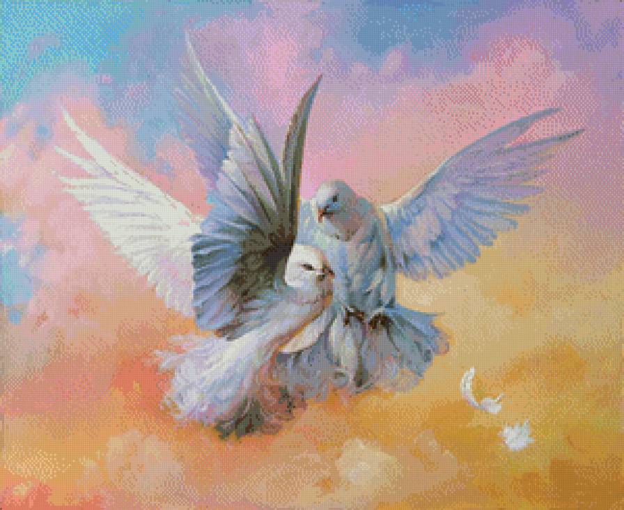 голубки - любовь, птицы, голуби, природа - предпросмотр