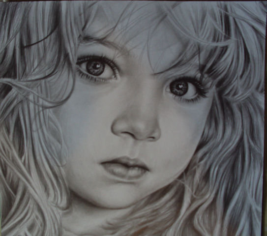 портрет девочки - ребенок, девочка, монохром, карандаш - оригинал
