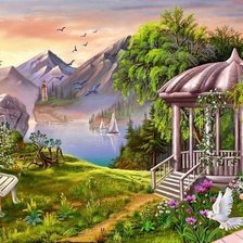 Схема вышивки «Беседка»