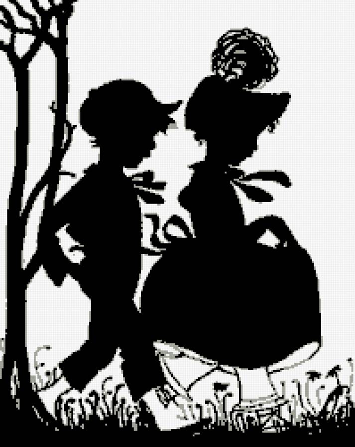 пара монохрм - пара, дети, мальчик, чорнобелое, монохром, девочка - предпросмотр