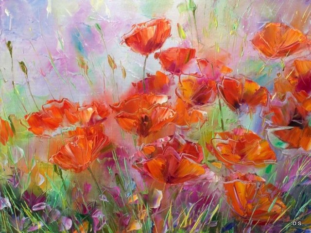 красные маки - акварель, мак, цветы, живопись - оригинал