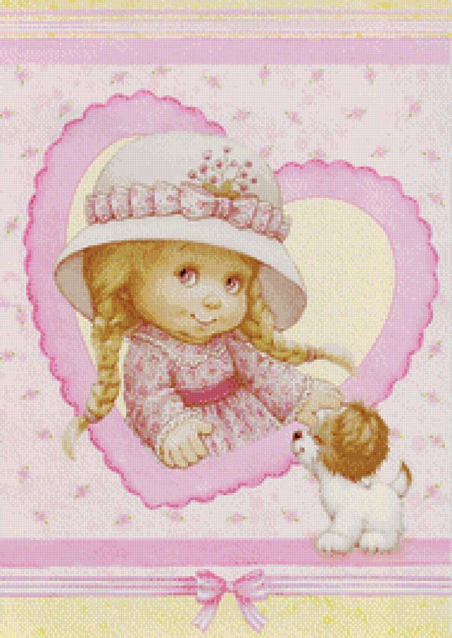 Открытки - щенок, ребенок, девочка - предпросмотр