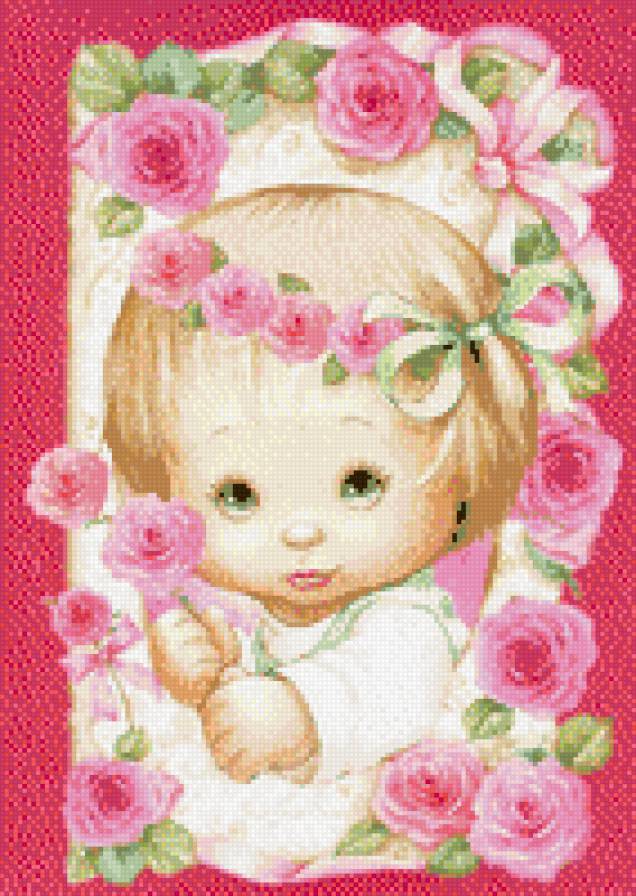 Открытки - ребенок, цветы - предпросмотр