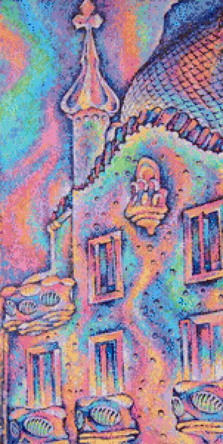 Барселона - пейзаж, картина, город, живопись - предпросмотр