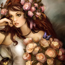 девушка с розами
