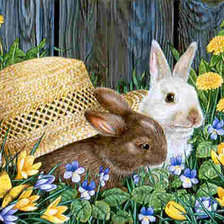 Схема вышивки «Кролики»