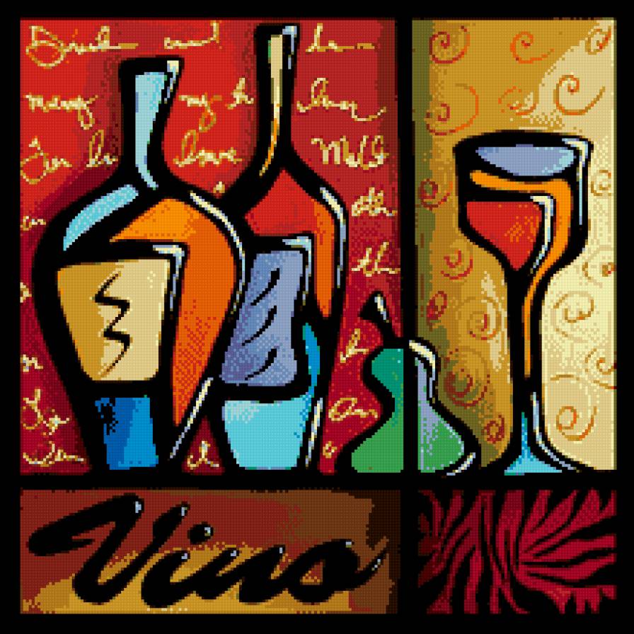 вино - вино, бутылка, надпись, бокал - предпросмотр