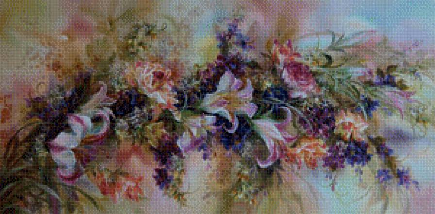 цветы - акварель, цветок, живопись, лилии - предпросмотр