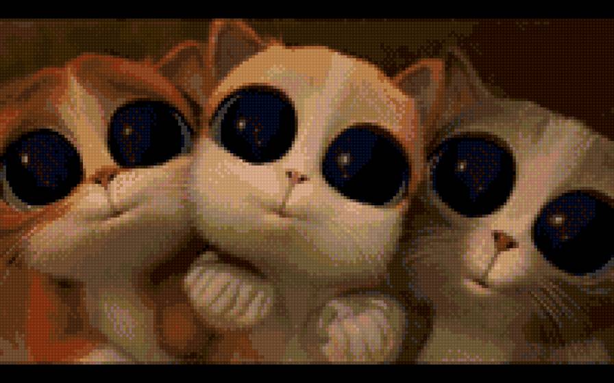 глазастые котики - котики, котята, трое, глазки, мульт - предпросмотр