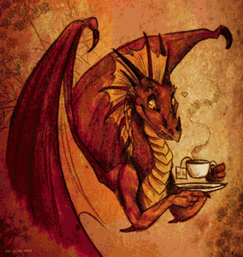 Драконье чаепитие - culpeo-fox, дракон, чаепитие, чай - предпросмотр