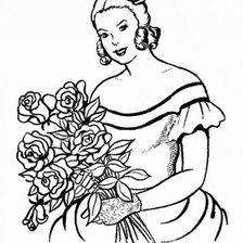 Схема вышивки «Дама с букетом роз»