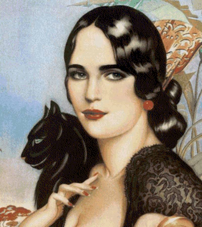 испанка с котом - испанка, котики, портрет, красавица, девушка - предпросмотр