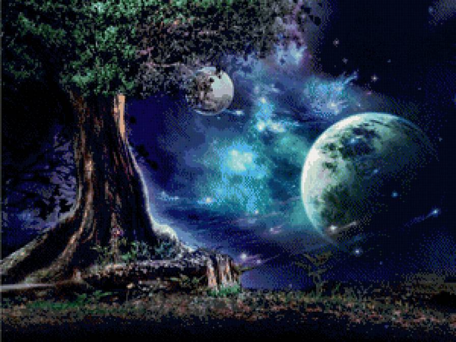 Полет - природа, луна, космос, ночь - предпросмотр