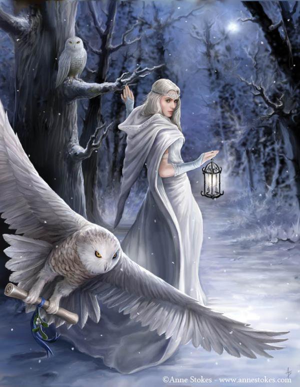 Послание - девушка, мистика, ведьма, зима, фентези, птица - оригинал