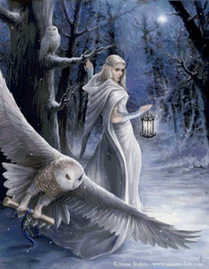 Послание - мистика, девушка, птица, зима, фентези, ведьма - предпросмотр