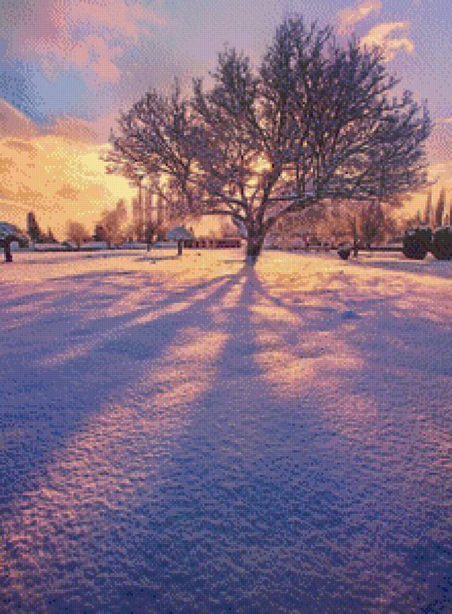 зима - зима, дерево, живопись, природа, снег, арт - предпросмотр