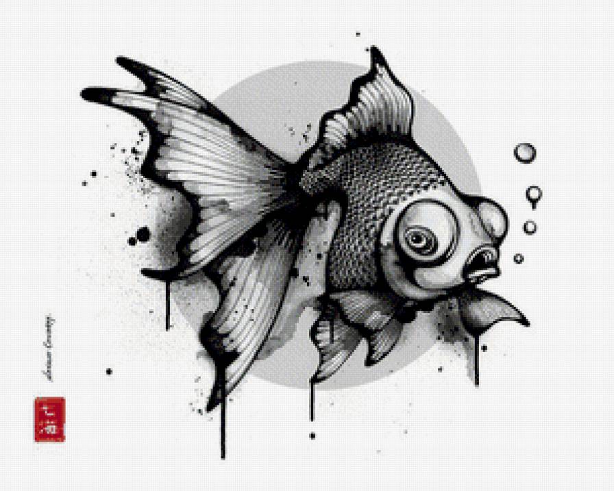 рыбка - монохром, рыба - предпросмотр