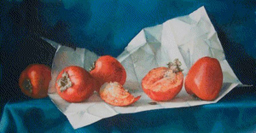 хурма - хурма, кухня, живопись, фрукты, натюрморт - предпросмотр