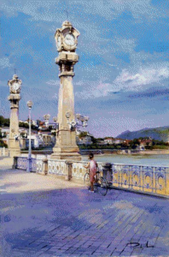 набережная - набережная, живопись, пейзаж, город - предпросмотр